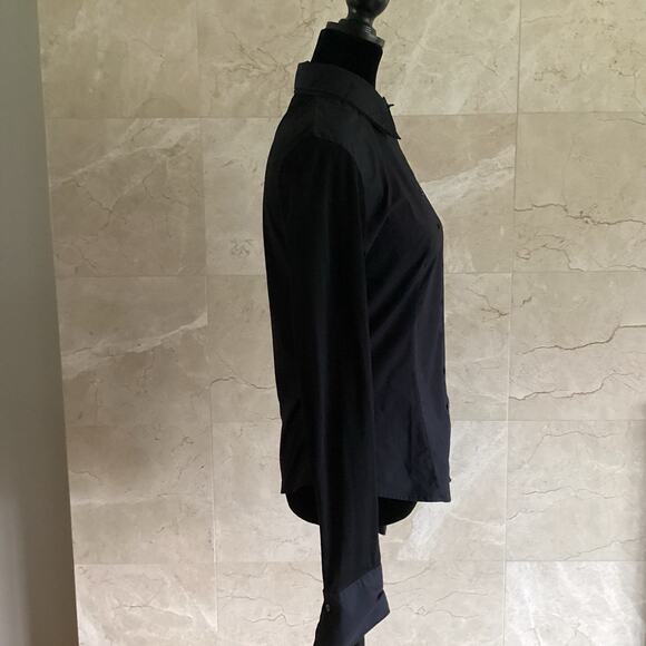 Anne Fontaine, Black Alison Button Up Top, 40 Double Collar & Cuffs Classic $350 - Picture 5 of 11